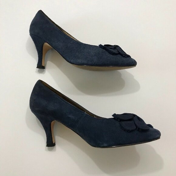 Vintage Madeline Stuart Shoes Blue Suede Heels 5M - Picture 4 of 4